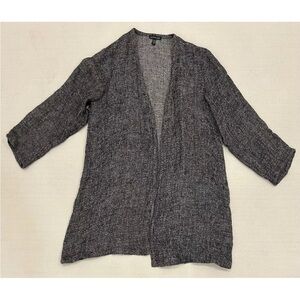 EILEEN FISHER Cardigan Organic Linen Open Front Long Sleeve Gray Sz S